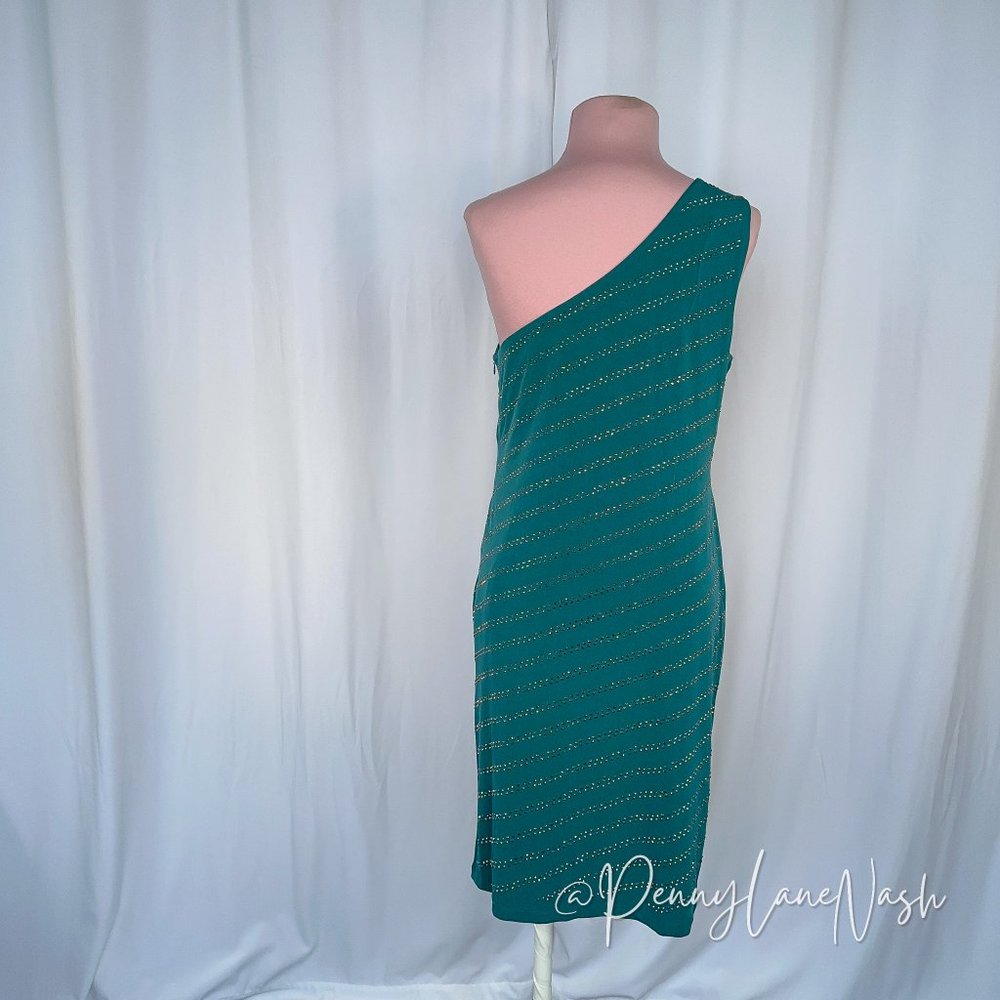 NWT Philosophy One Shoulder Embellished Dress Teal - Picture 11 of 11
